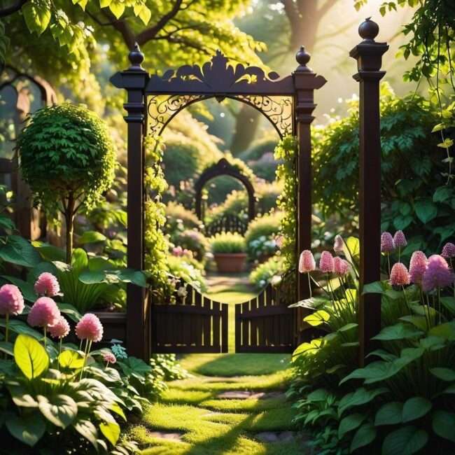 Parawan ogrodowy z roślinami